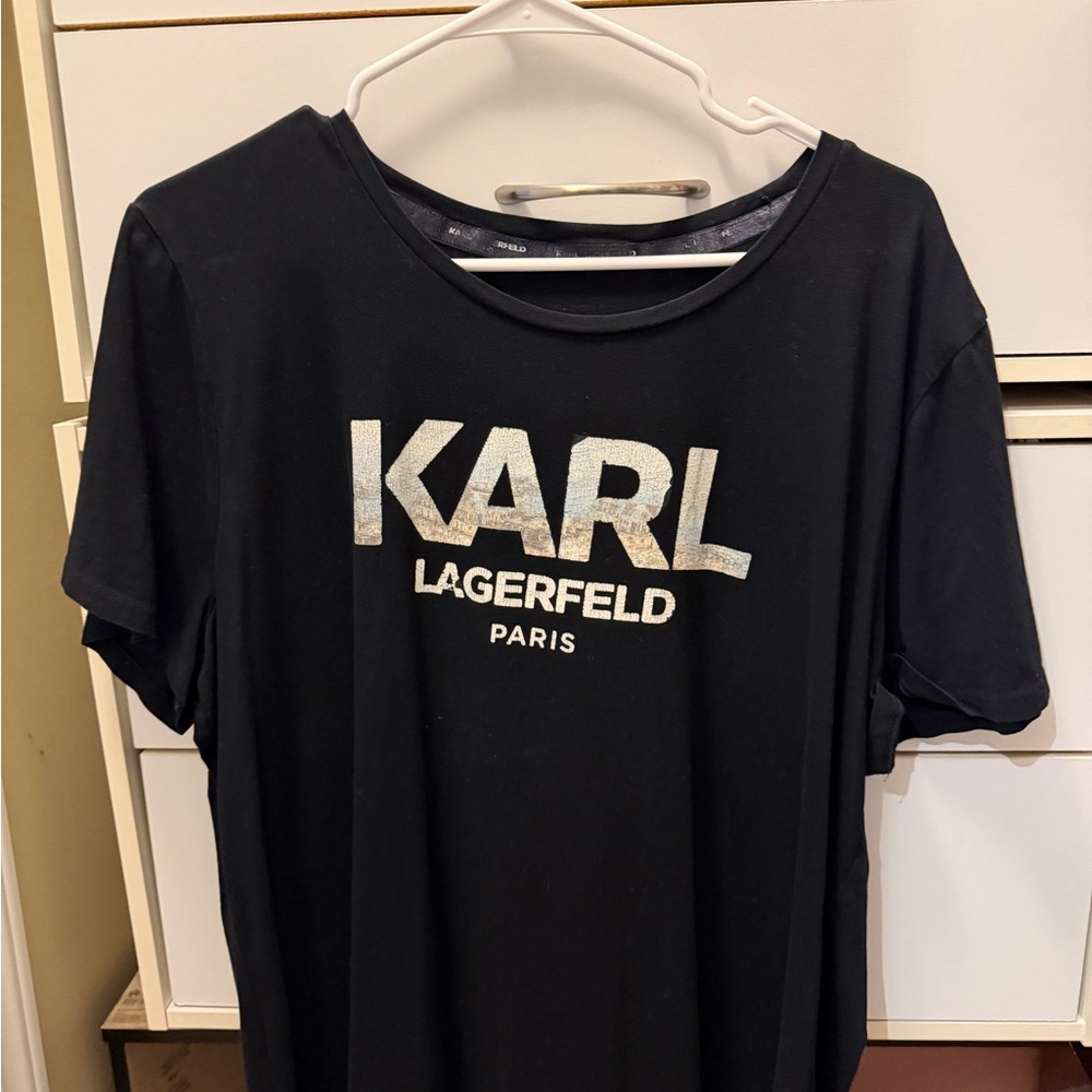 Karl Lagerfeld Black Tee with Silver Logo